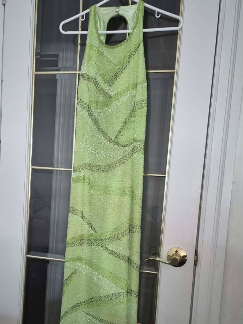 Vintage Lime Green Halter Scala Evening Gown